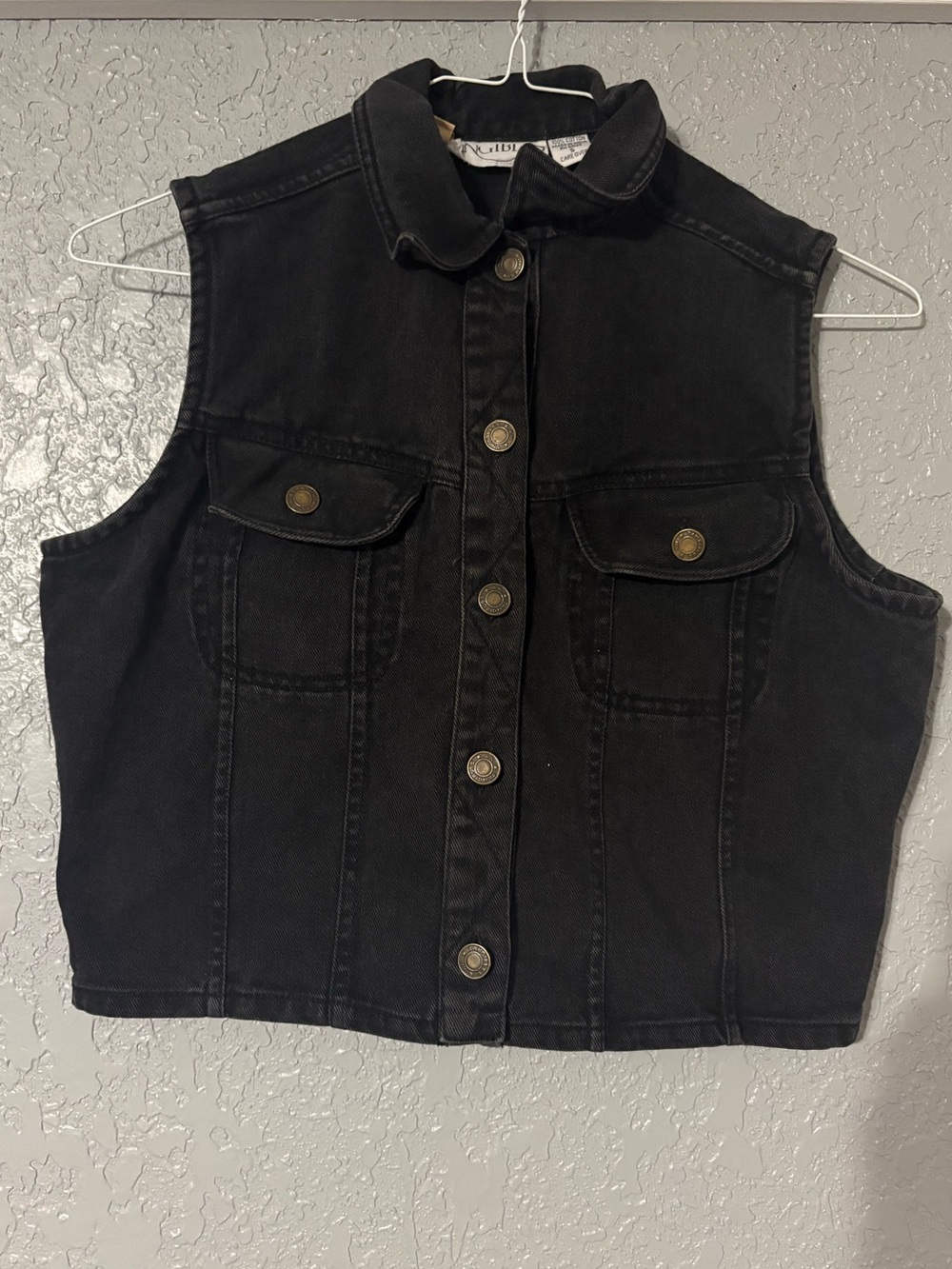 Vintage 90s Tanglibles Cropped Black Denim Vest